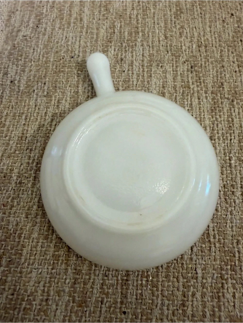 Vintage Milk Glass Handled Soup Bowl